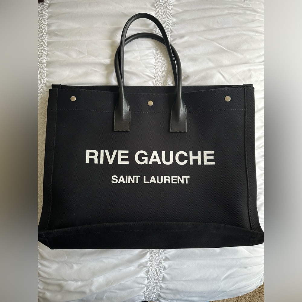 Saint Laurent Rive Gauche Black Canvas Tote